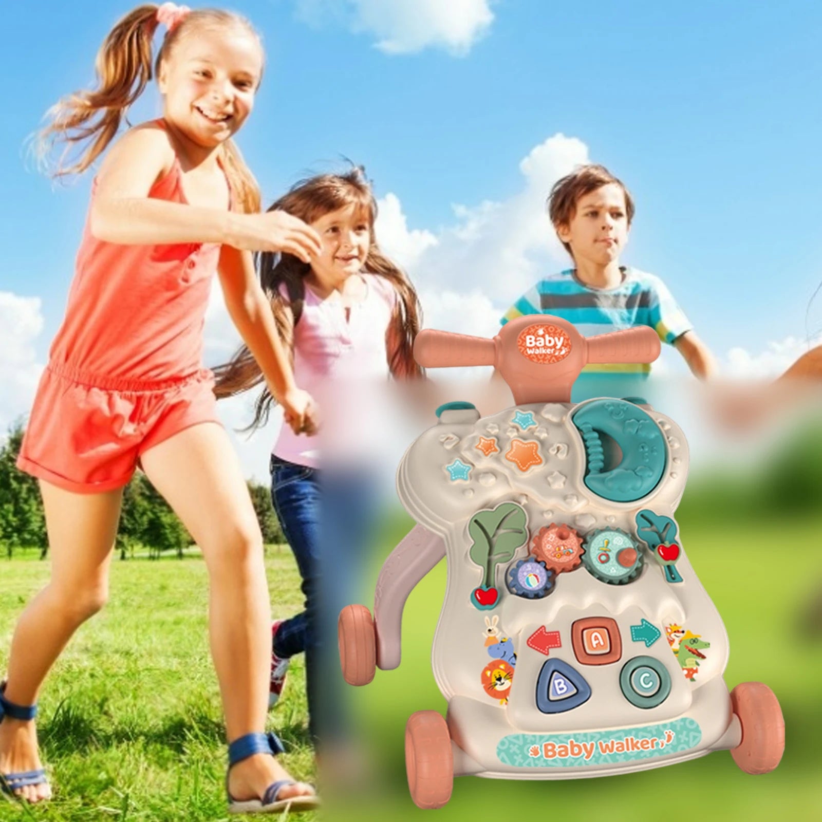 Baby Walker Kids Sit to Stand Up Learning Walker Musical Activity Toy for Enhance Walking Skills Coordination with Melodies