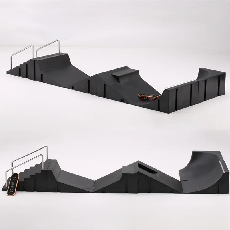 Finger Skateboard Skatepark Mini Ramp Skateboarding with Metal Wheels Finger Teck Toys for Finger Sport Game
