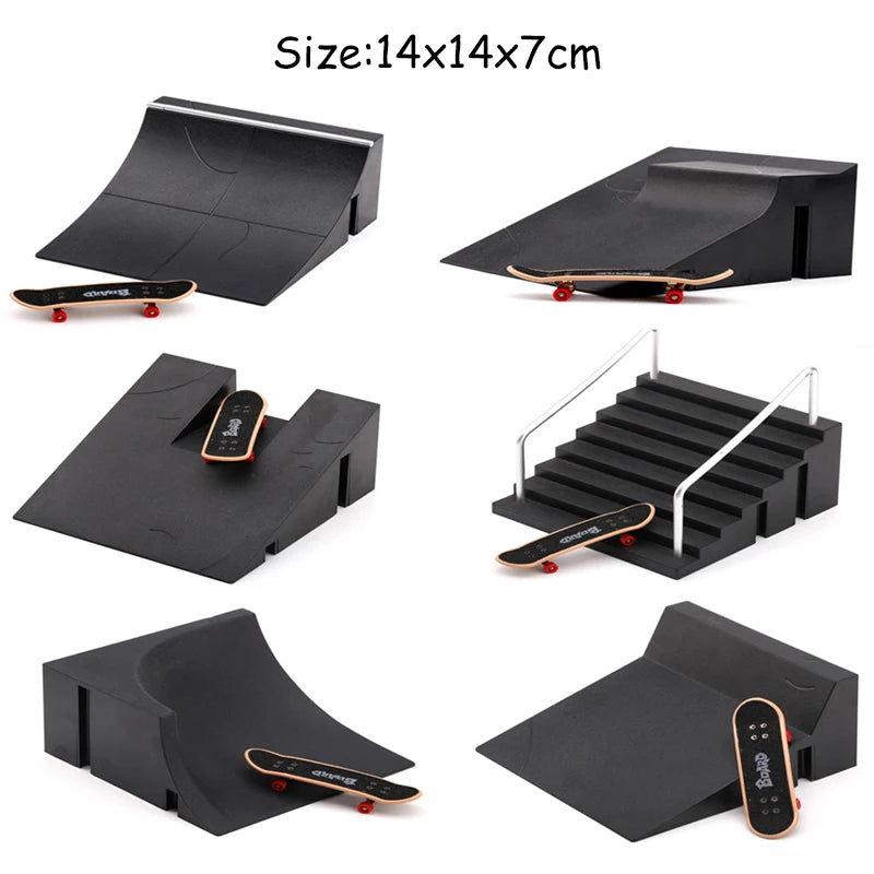 Finger Skateboard Skatepark Mini Ramp Skateboarding with Metal Wheels Finger Teck Toys for Finger Sport Game