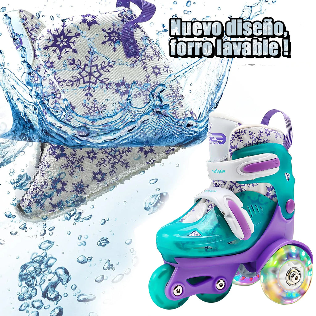 Kids Roller Skates Beginners Three-Point Roller Skates with Light up Wheels Adjustable Safety Assist Roller Skating Shoes