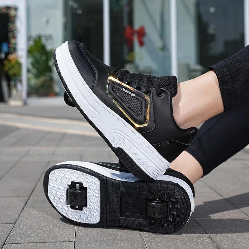 New Children'S Parkour Roller Skate Usb Charging Deformation Shoes Kids Adults Unisex Walking Running Casual Sneakers Gift