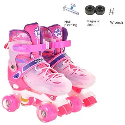 the Skating Shoes Children Beginners Baby Double Row Four-Wheel Boys Girls Roller Kids Skates