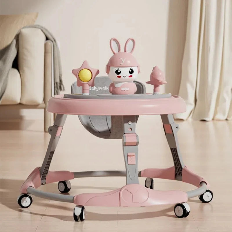 7-speed Adjustable Music Multifunctional Anti Rollover Foldable Walker for Babies Aged 6-18 Months Regular Wheel Plate Style