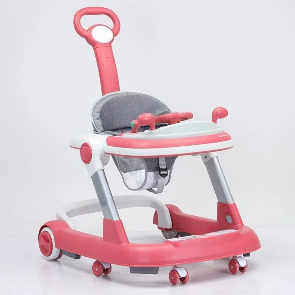 3 in 1 Foldable Baby Walker Anti Tip Toddler Push Walker with Removable Feeding Tray No Battery Anti O Leg