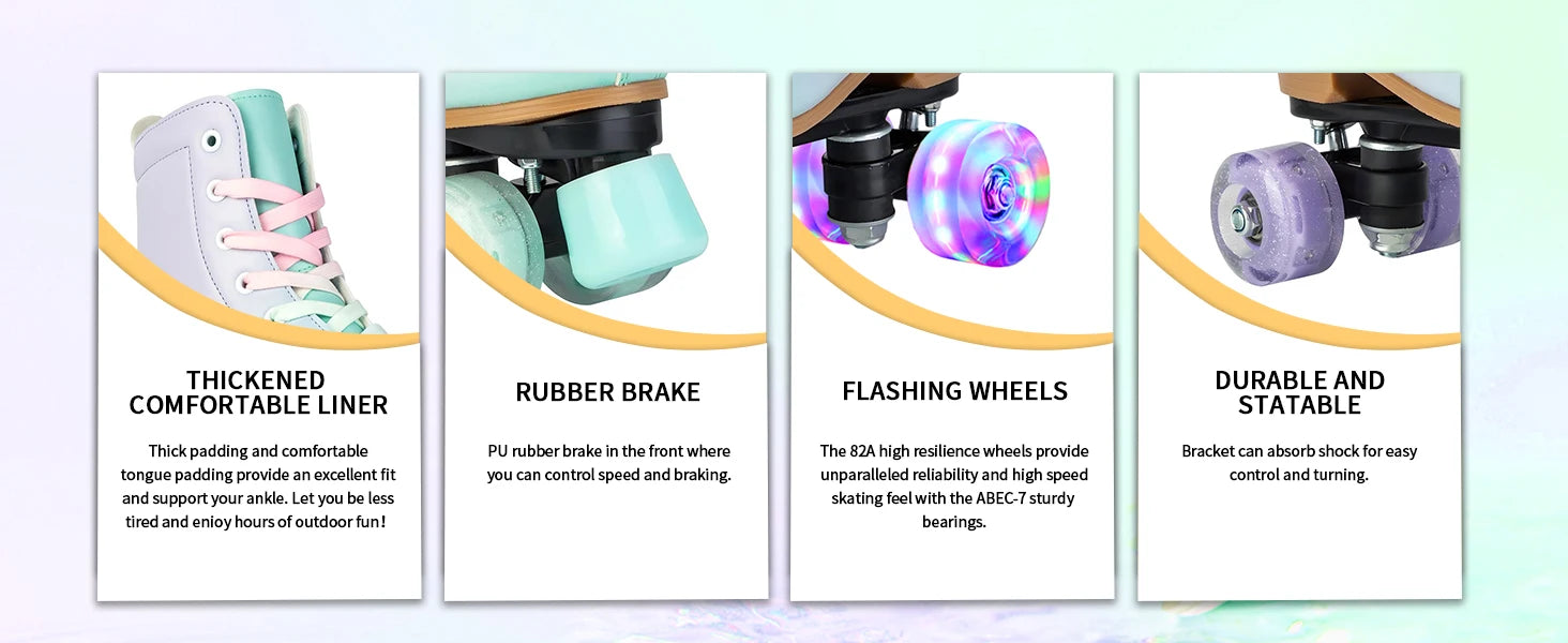 size 32 -41 Leather Double Row Roller Skates Inline Skate Shoes 4 Wheels Sneakers Women Men Adults Outdoor Sports Ice Skating