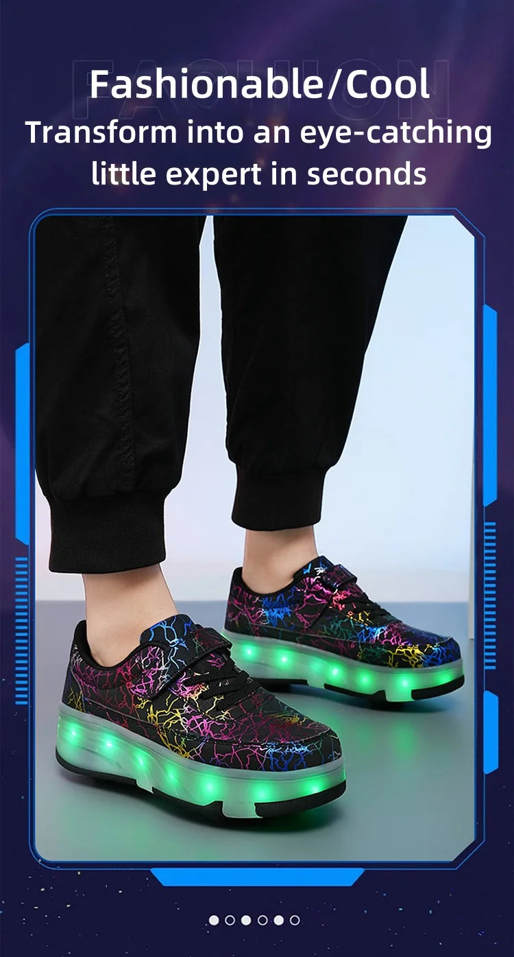 4 Wheel Dual-Use Roller Skates With Detachable Wheels,Sneakers, Boys And Girls Shoes With Wheels,Speed Skate