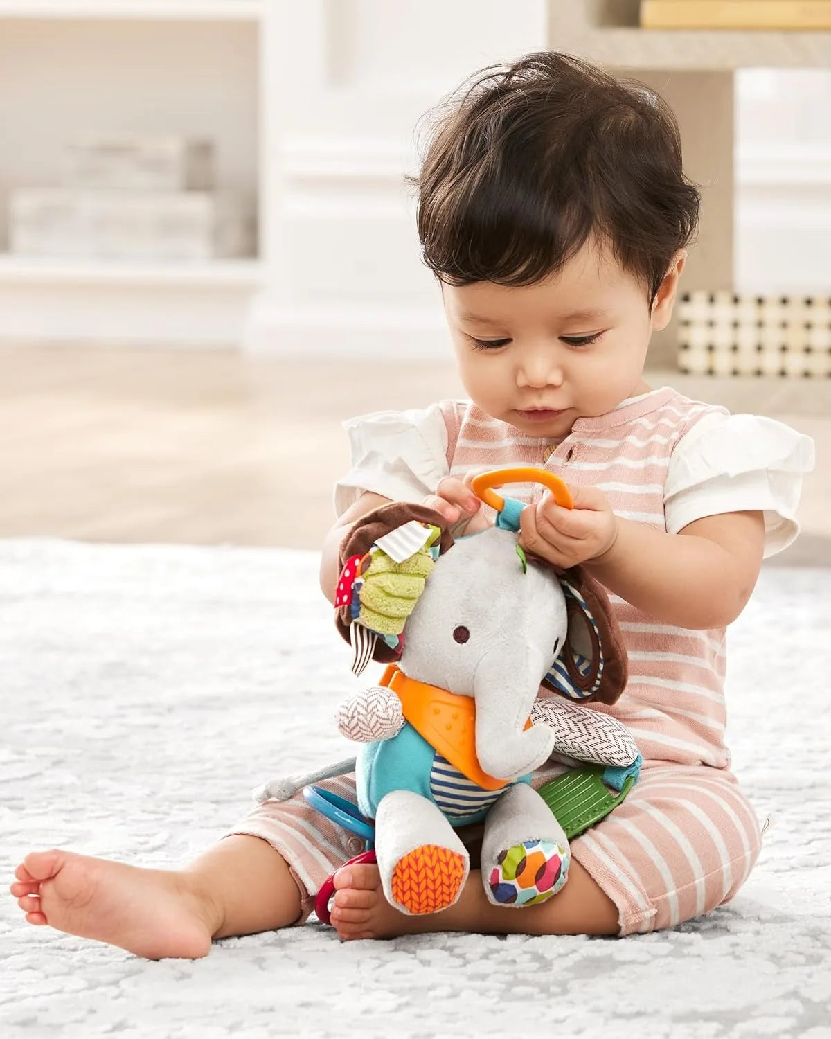 2-in-1 Fun Baby Activity and Teething Toy with Multi-Sensory Rattle and Textures,