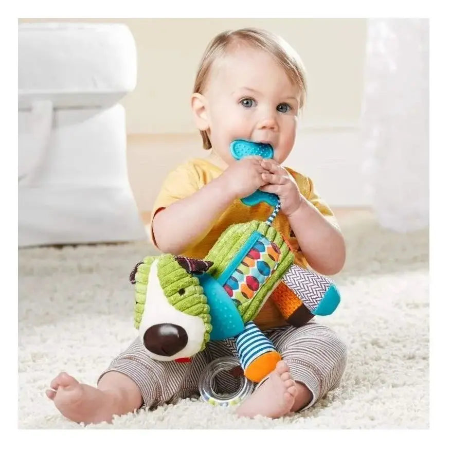 2-in-1 Fun Baby Activity and Teething Toy with Multi-Sensory Rattle and Textures,