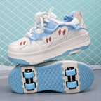 4 Wheels Roller Skate Shoes for Boys Girls Sneakers with Detachable Wheels Sport Shoe for Kids Removable Pulley Skate Skating