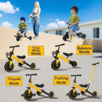4 in 1 Mode Baby Tricycle Sturdy Detachable Kids Bicycle with Push Handle Multifunctional Toddler Balance Bike For 1-4 Years Old