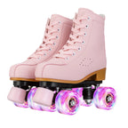 Pink Purple Blue Women Double Row Roller Skates Leather Breathable 4 wheel Sliding Skating Rollers sneakers size 31 32 33 34 35