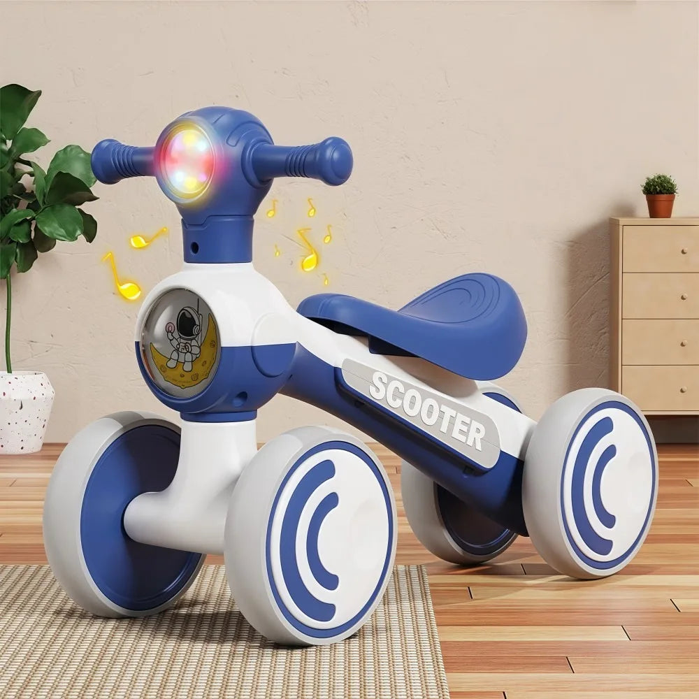 Mini Baby Balance Bike with Music & Lights Multifunction Children Bicycle Cartoon 4 Wheels Walker Balancing Scooter