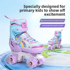 Children's Roller Skates2-12Beginner's Colorful Four-Wheel Flashing Roller Skates for Boys and Girls