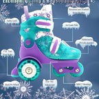 Kids Roller Skates Beginners Three-Point Roller Skates with Light up Wheels Adjustable Safety Assist Roller Skating Shoes