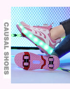 Detachable Wheel Roller Skate Shoes Children's Speed Roller Skates Boys' Sports Racing Sneaker with 2 Wheels Ice Skating Shoes