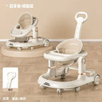 New 4-in-1 Multifunctional Baby Walker Anti-Bow Legs Anti-Tip Design 360° Swivel Silent Wheels Suitable 6-18 Months Solid Color