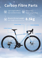SAVA NEW STAR SHIP Carbon Road Bike, Adult Racing Bike, Equipped With Shimano 105 R7100, 24-Speed Hydraulic oil Brakes