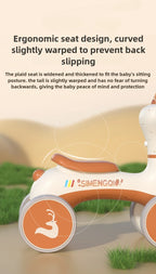 Four Wheels Children Balance Bike with Music Lights Infant Baby Walker Toddler First Bicycle Ride on Toy Gifts for Kids Aged 1-3