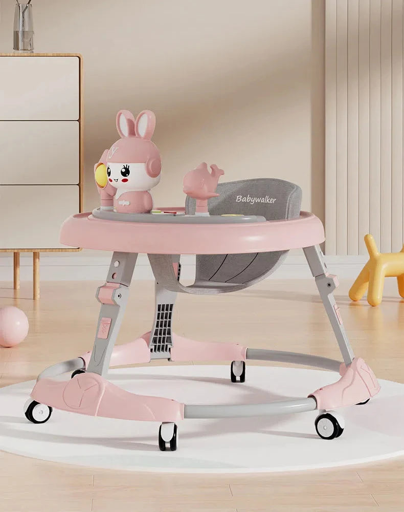 7-speed Adjustable Music Multifunctional Anti Rollover Foldable Walker for Babies Aged 6-18 Months Regular Wheel Plate Style