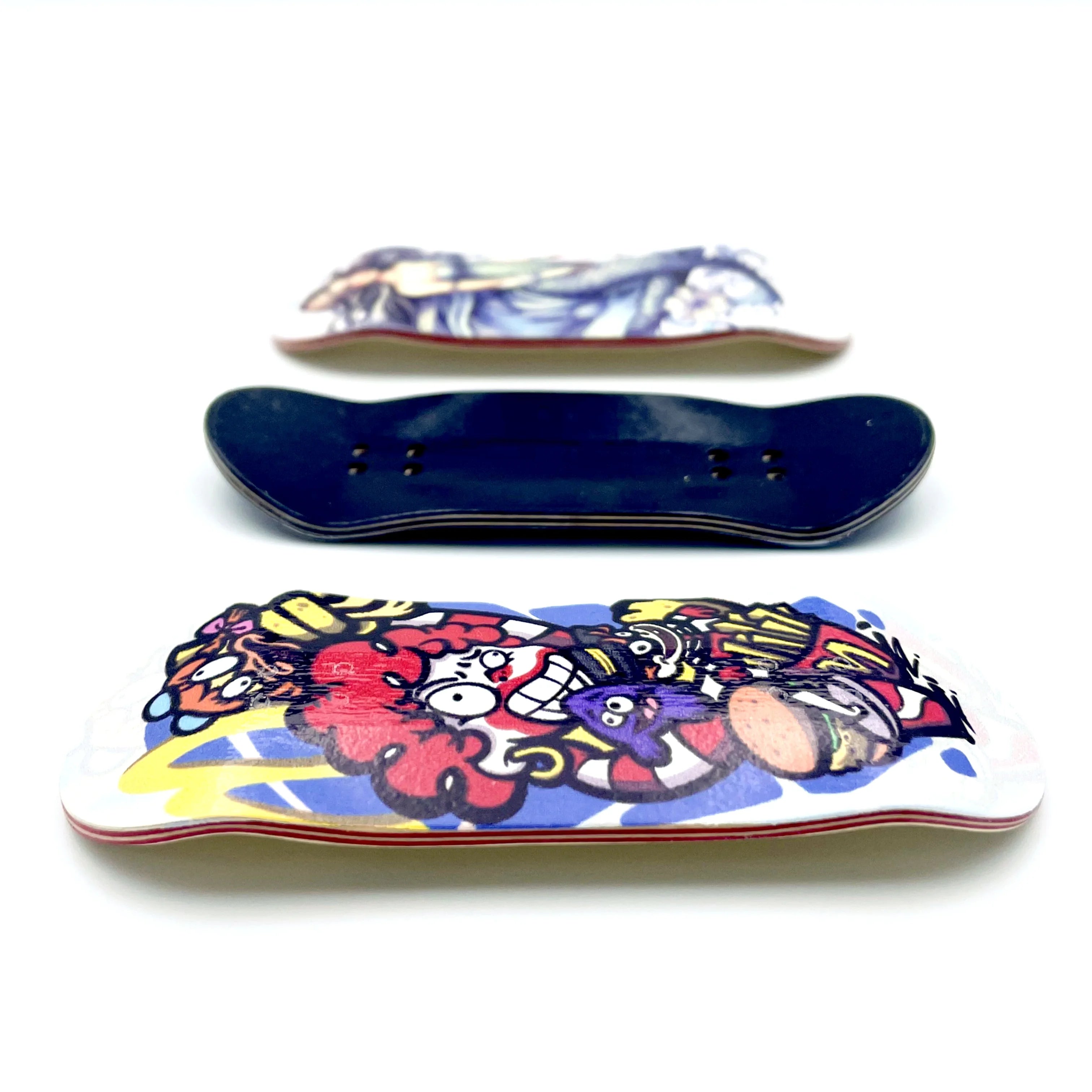 36mm Fingerboard Deck with Real Wear Graphic Finger Skateboard Wooden Board