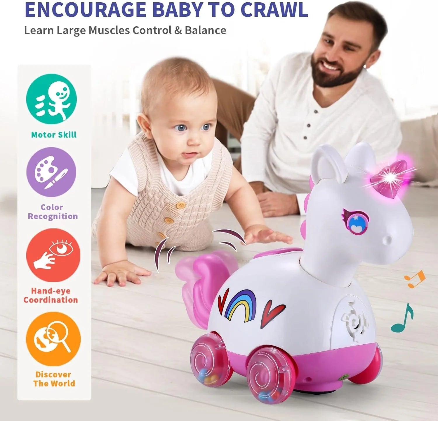 Unicorn Musical Light up Infant Toy for Baby Girls 3-18 Months Tummy Time Crawling Learning Activity  Perfect 1st Birthday Gift