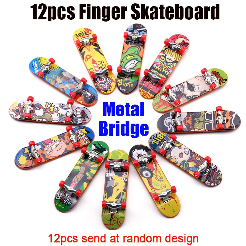 Finger Skateboard Skatepark Mini Ramp Skateboarding with Metal Wheels Finger Teck Toys for Finger Sport Game