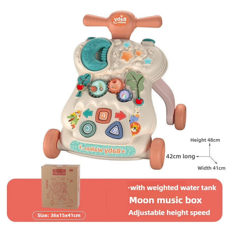 Multifunctional Baby Stroller & Walker - Foldable Portable Hand-Slide Learning Toy with Anti-Tip Design with Music & LED Lights