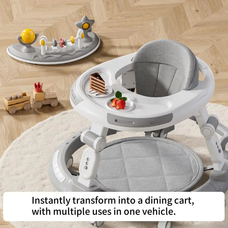 6-30 months old baby foldable baby walker multi-functional baby walking aid cart with music disc baby walker anti-slip cart