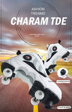 Double Row 4-Wheel Skates Roller Shoes with Wheels Dual-Purpose Racing Roller Sneakers Skateboard Shoes Speed Roller Skate Shoes