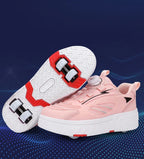 Double Row 4-Wheel Skates Roller Shoes with Wheels Dual-Purpose Roller Sneakers
