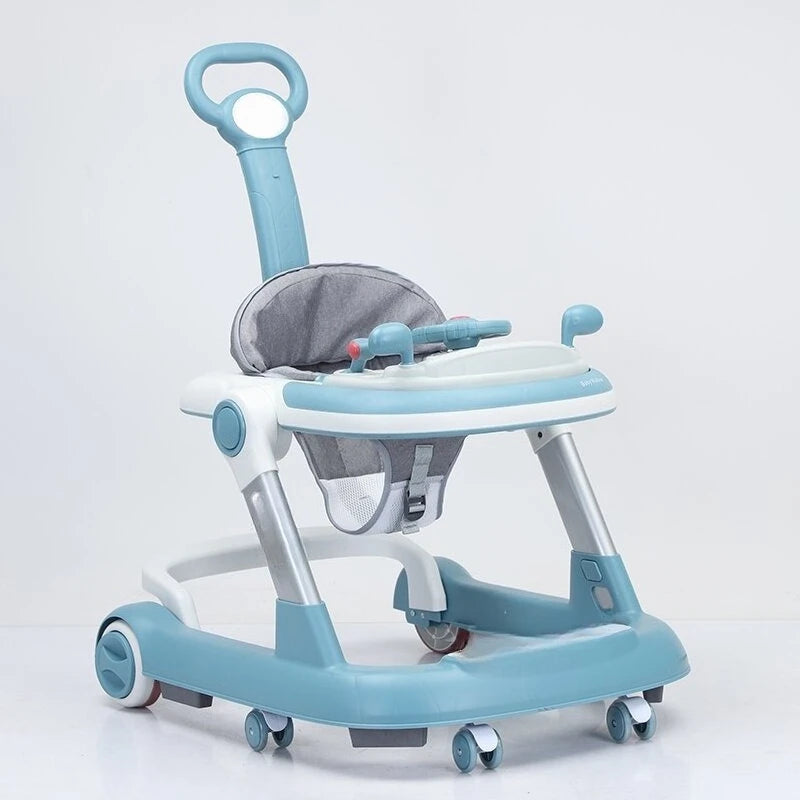 3 in 1 Foldable Baby Walker Anti Tip Toddler Push Walker with Removable Feeding Tray No Battery Anti O Leg