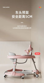 Baby Walker 7-speed Adjustable Music Multi-function Anti-O-leg Anti-rollover Folding Baby Walker for 6-18 Months