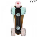 2024 PU Leather Flashing 4 Wheels Roller Skates For Women Double Row Skate Shoes Beginner Quad Sneaker Skating Ice Rink Training