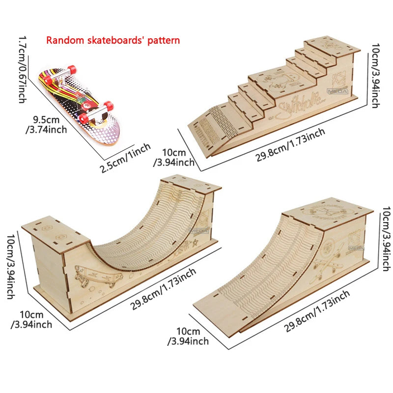 Plastic Fingerboard Toys with Scooter Roller Skating Shoes Tools Wooden Skateboard Platform Finger Skteboard Kits for Kids