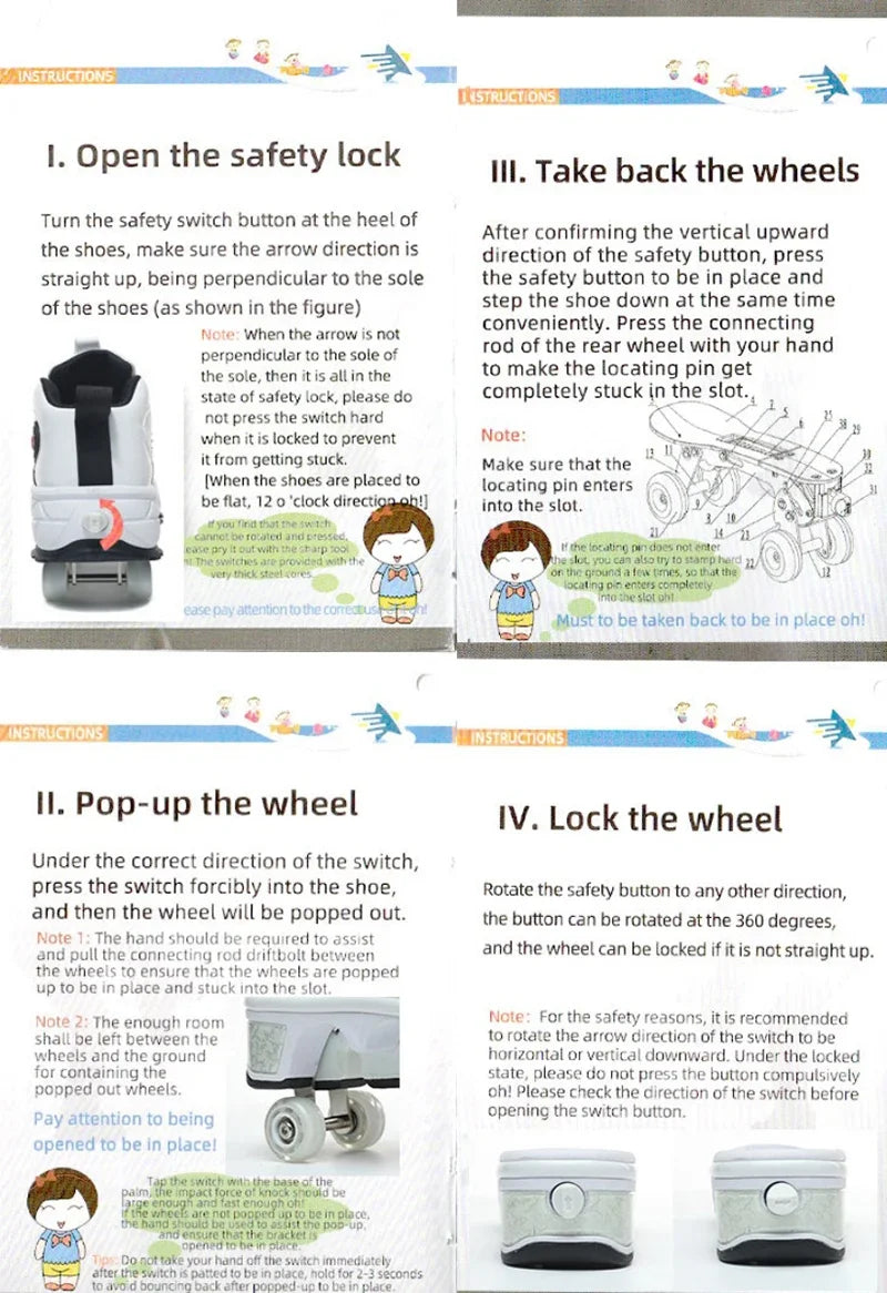 Double Row 4-Wheel Skates Roller Shoes with Wheels Dual-Purpose Racing Roller Sneakers Skateboard Shoes Speed Roller Skate Shoes