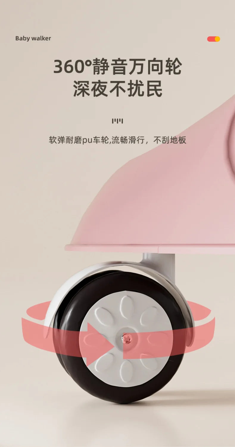 Baby Walker 7-speed Adjustable Music Multi-function Anti-O-leg Anti-rollover Folding Baby Walker for 6-18 Months