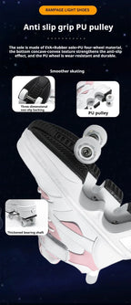 Women's High Top 4 Wheel Roller Shoes Fashionable Unisex Automatic Pop-up Sneakers With Wheels Dual-purpose Skating Casual Shoes