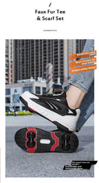 Detachable Wheel Roller Skate Shoes Children's Speed Roller Skates Boys' Sports Racing Sneaker with 2 Wheels Ice Skating Shoes