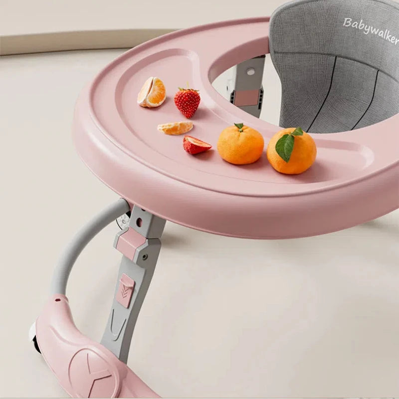 7-speed Adjustable Music Multifunctional Anti Rollover Foldable Walker for Babies Aged 6-18 Months Regular Wheel Plate Style