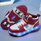 Women's High Top 4 Wheel Roller Shoes Fashionable Unisex Automatic Pop-up Sneakers With Wheels Dual-purpose Skating Casual Shoes
