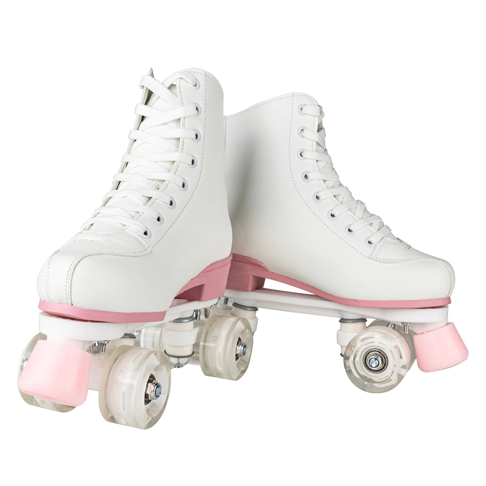 size 32-40 White Roller Skates for Women PU Leather Sneakers Flash Wheels Shoes for Beginners Teens for Woman Girls Boys Adult