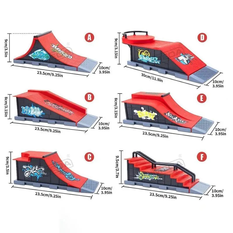 DIY Finger Skatepark 6-in-1 Set Professional Tech Practice Deck Platform Stunt Finger Skateboard Assemble Ramp Park Kits Toys