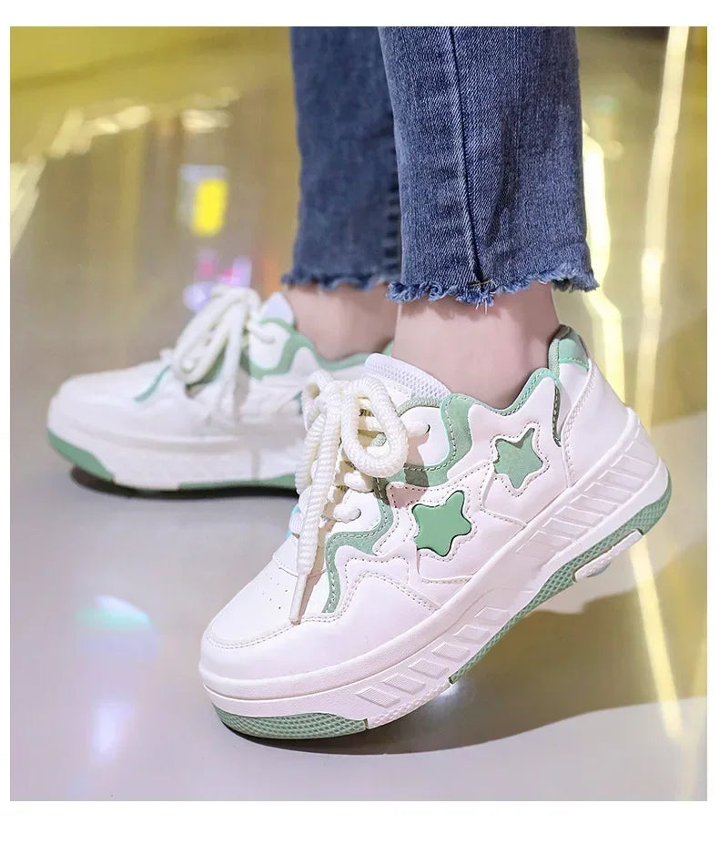 Removable Pulley Skate Skating Roller Skate Shoes for Boys Girls Upgraded Speed Sneakers with 4-Wheels for Kids Racing Skates