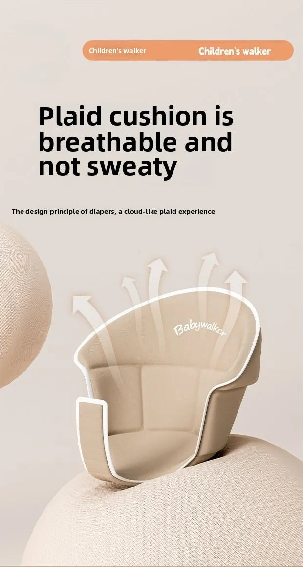 New 4-in-1 Multifunctional Baby Walker Anti-Bow Legs Anti-Tip Design 360° Swivel Silent Wheels Suitable 6-18 Months Solid Color