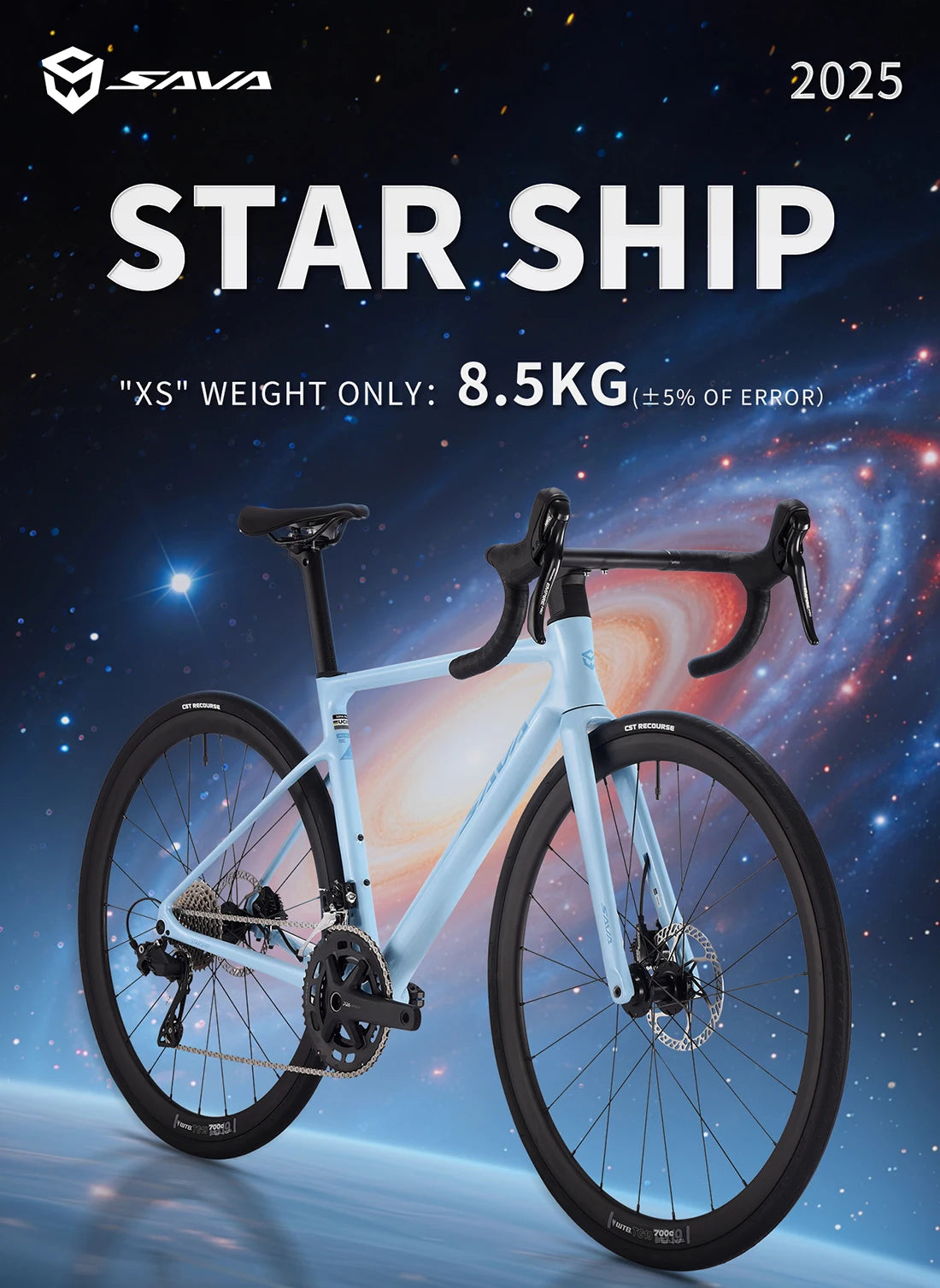 SAVA NEW STAR SHIP Carbon Road Bike, Adult Racing Bike, Equipped With Shimano 105 R7100, 24-Speed Hydraulic oil Brakes