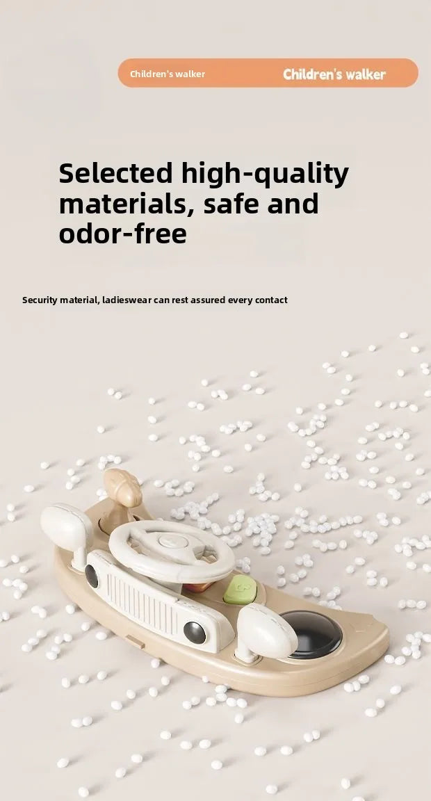 New 4-in-1 Multifunctional Baby Walker Anti-Bow Legs Anti-Tip Design 360° Swivel Silent Wheels Suitable 6-18 Months Solid Color