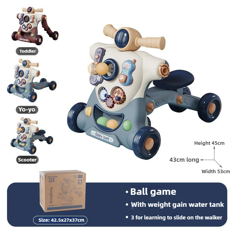 Multifunctional Baby Stroller & Walker - Foldable Portable Hand-Slide Learning Toy with Anti-Tip Design with Music & LED Lights