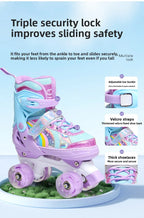Children's Roller Skates2-12Beginner's Colorful Four-Wheel Flashing Roller Skates for Boys and Girls