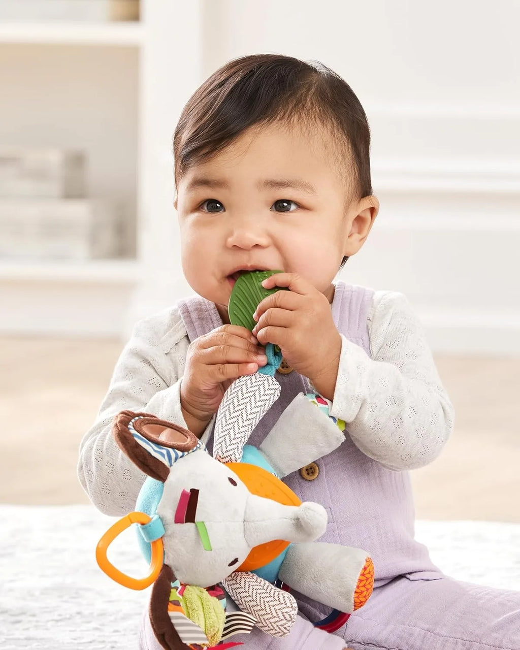 2-in-1 Fun Baby Activity and Teething Toy with Multi-Sensory Rattle and Textures,