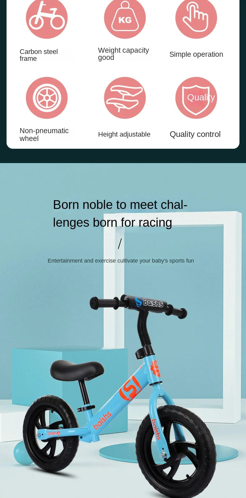 New Detachable Children's Balance Bike Pedalless Bike 2 To 6 Years Old Child Scooter 12-inch Sliding Balance Bike Flash Wheel